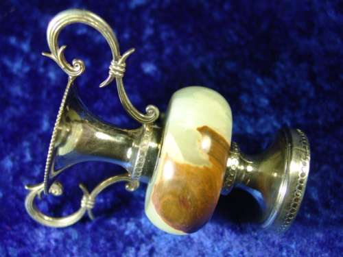 A lot of 3 Vintage Italian Alabaster and plated brass Bud Vases  - 13cm, 10cm and 8cm - low shipping