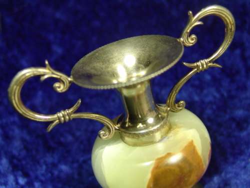 A lot of 3 Vintage Italian Alabaster and plated brass Bud Vases  - 13cm, 10cm and 8cm - low shipping