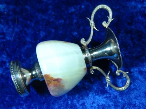 A lot of 3 Vintage Italian Alabaster and plated brass Bud Vases  - 13cm, 10cm and 8cm - low shipping