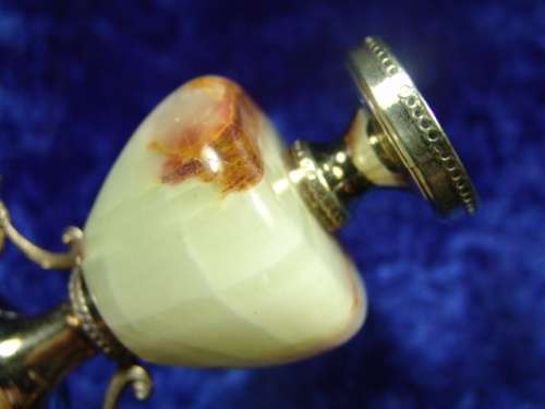 A lot of 3 Vintage Italian Alabaster and plated brass Bud Vases  - 13cm, 10cm and 8cm - low shipping