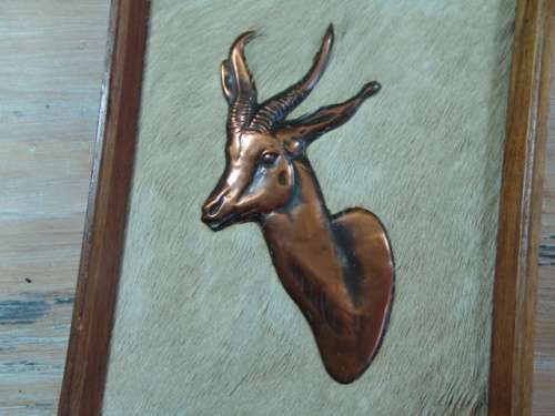 Vintage Framed copper wall plaque - Animals, 2 in the lot