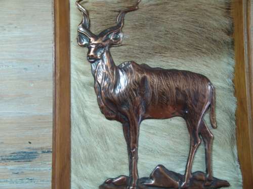 Vintage Framed copper wall plaque - Animals, 2 in the lot