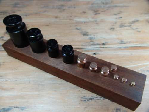 Vintage Barkel Brass and Metal Scale Weights - Full Set