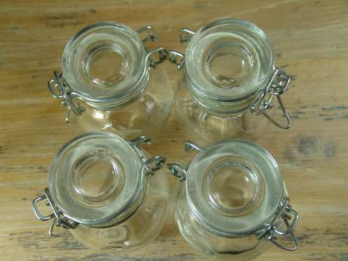 Set of 4 Mini Glass Jars with rubber seal Clip Lids