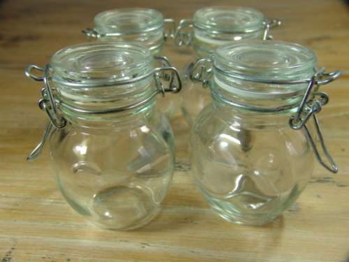 Set of 4 Mini Glass Jars with rubber seal Clip Lids