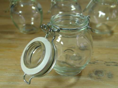 Set of 4 Mini Glass Jars with rubber seal Clip Lids