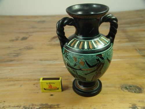 Vintage handpainted Greek art Pottery signed Vase - No.228 - 1960
