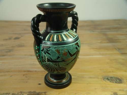 Vintage handpainted Greek art Pottery signed Vase - No.228 - 1960