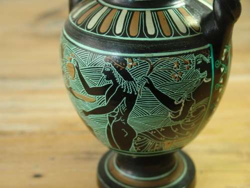 Vintage handpainted Greek art Pottery signed Vase - No.228 - 1960