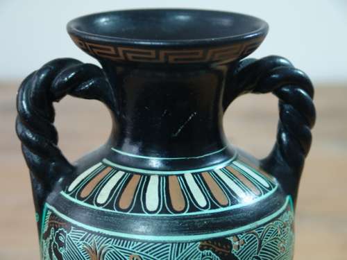 Vintage handpainted Greek art Pottery signed Vase - No.228 - 1960