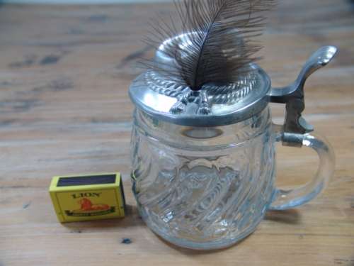 Vintage West German original BMF Bierseidel beer Mug with Pewter "Hat" Lid