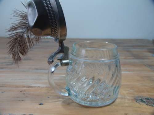 Vintage West German original BMF Bierseidel beer Mug with Pewter "Hat" Lid