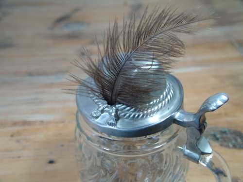 Vintage West German original BMF Bierseidel beer Mug with Pewter "Hat" Lid