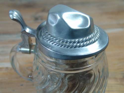 Vintage West German original BMF Bierseidel beer Mug with Pewter "Hat" Lid