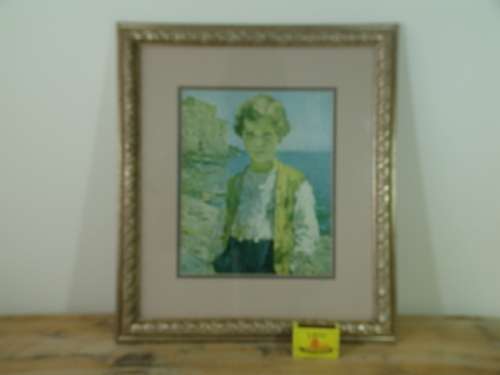 Professionally framed original water Painting of Boy with the sea in the background