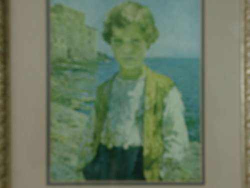 Professionally framed original water Painting of Boy with the sea in the background