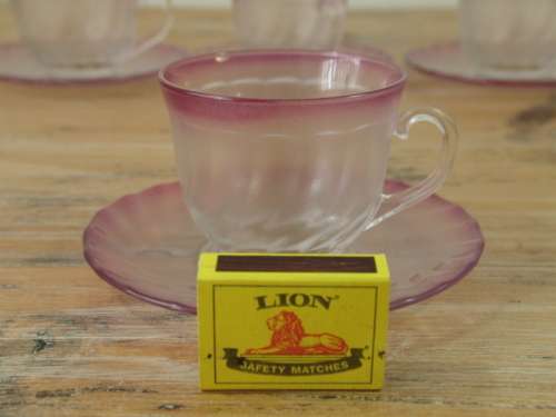 5 x Arcoroc glass Tea cup and saucer  Sets - Duo's made in France