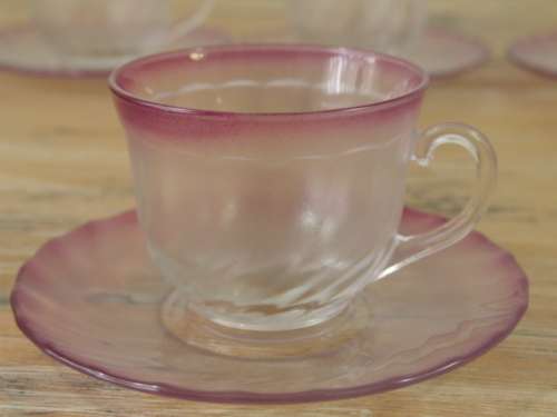 5 x Arcoroc glass Tea cup and saucer  Sets - Duo's made in France