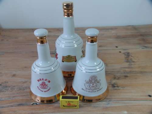 Vintage collectable Bells Scotch Whisky Royal commemorative porcelain Decanters x 3