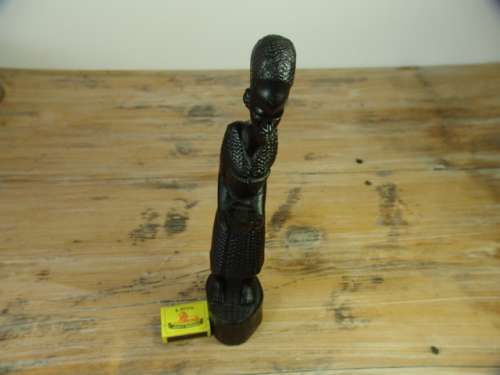 Wooden hand carved Statue of an African woman with a Baby on her back - 340mm