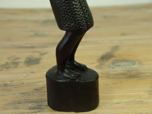 Wooden hand carved Statue of an African woman with a Baby on her back - 340mm
