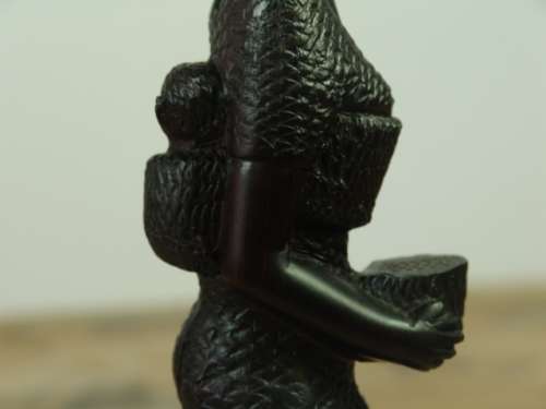 Wooden hand carved Statue of an African woman with a Baby on her back - 340mm