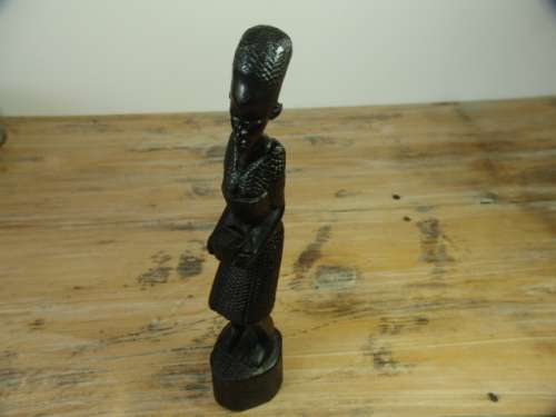 Wooden hand carved Statue of an African woman with a Baby on her back - 340mm