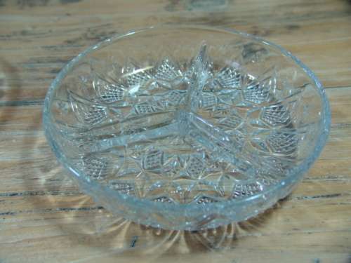 Vintage Glass 3 division snack servers - 2 in the lot