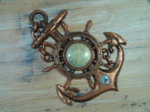 Crazy R1 start - Vintage Copper plated Anchor Thermometer wall plaque - working