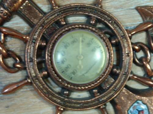 Crazy R1 start - Vintage Copper plated Anchor Thermometer wall plaque - working