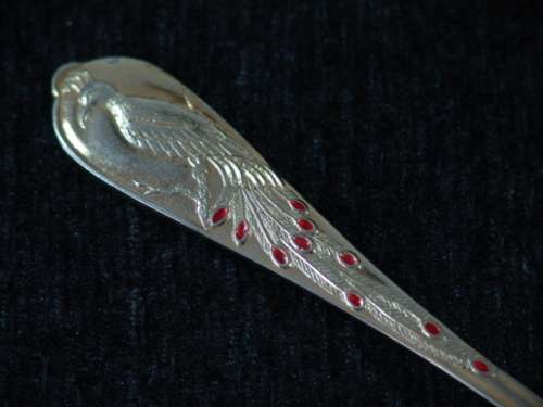 Vintage collectable 24ct gold plated Spoon with enamel detail