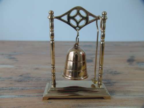 Vintage solid brass Bell on stand with hammer