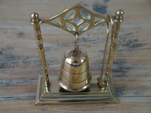Vintage solid brass Bell on stand with hammer