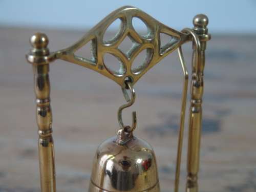 Vintage solid brass Bell on stand with hammer