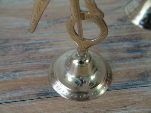 Vintage solid brass Bell on stand with hammer - Shaped like a Bird