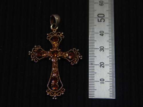 Vintage Cross Pendant with amber stones