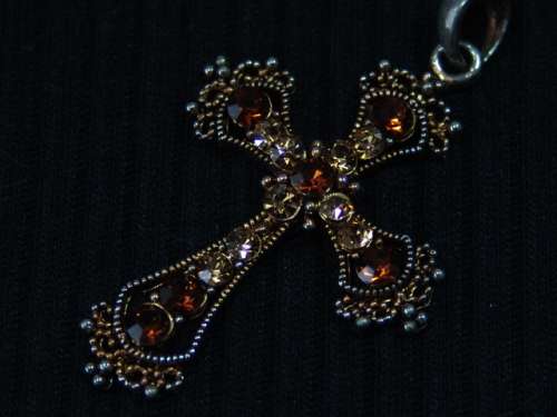 Vintage Cross Pendant with amber stones