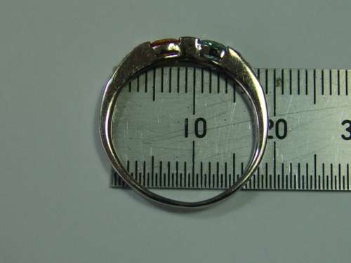 Vintage natural Sapphire and Cubic Zirconias Ring, set in Sterling Silver - 1,8g