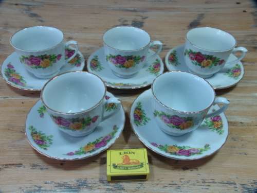 Lot of 5 Vintage Regent China Duo's "English Rose"