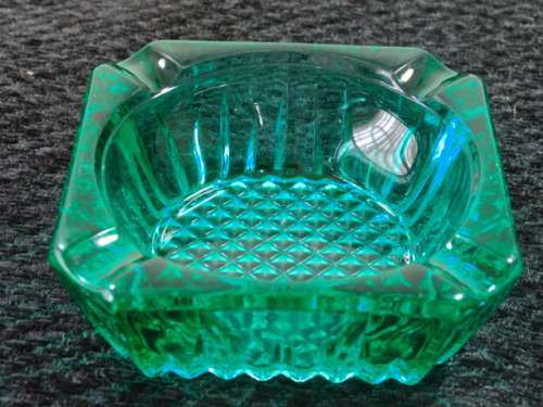 Vintage solid green glass Ashtray