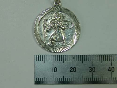 Vintage solid Silver St Christopher Pendant - 25mm - 5grams