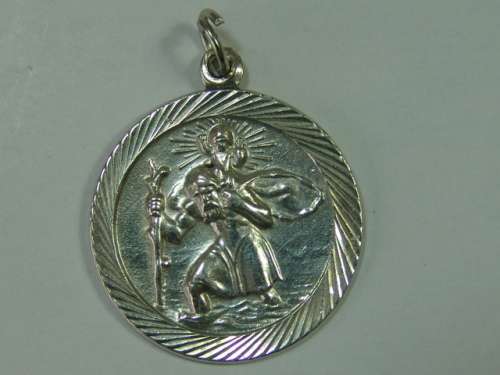 Vintage solid Silver St Christopher Pendant - 25mm - 5grams