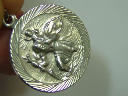 Vintage solid Silver St Christopher Pendant - 25mm - 5grams