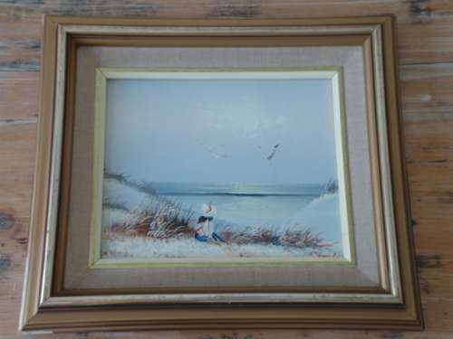 Vintage original Oil on board framed Painting signed by the artist. - 19cm x 24cm