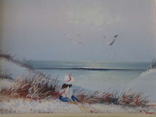 Vintage original Oil on board framed Painting signed by the artist. - 19cm x 24cm