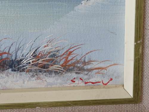 Vintage original Oil on board framed Painting signed by the artist. - 19cm x 24cm