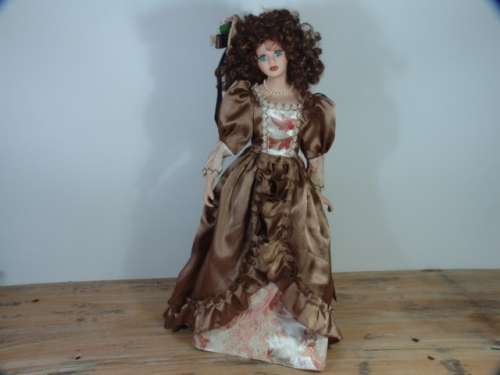Vintage large Porcelain Doll with stand - large 53cm high