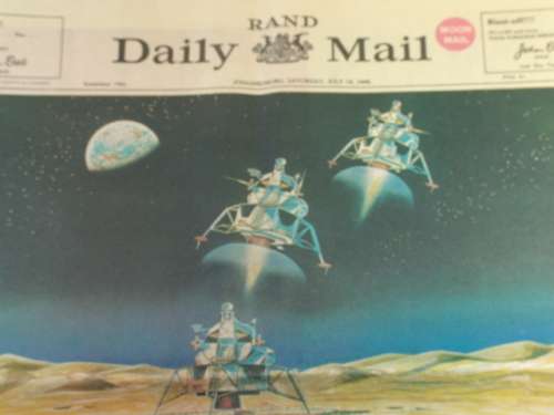 Vintage 19 July 1969 Rand Daily Mail newspaper, Moon landing - 8 pages