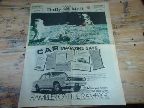 Vintage  Saturday 9 August 1969 Rand Daily Mail newspaper - Moon landing - 8 pages