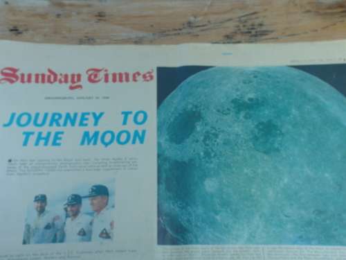 Vintage 19 January 1969 Sunday Times newspaper full supplement - Journey to the Moon, 4 pages